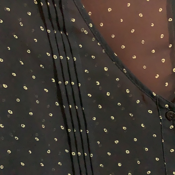 Like New ! Navy Polka Dot Sheer Blouse - Picture 4 of 7